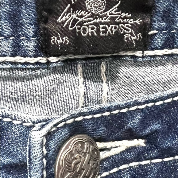 Express Blue Flare Wide Leg Jeans 4 - Picture 2 of 8